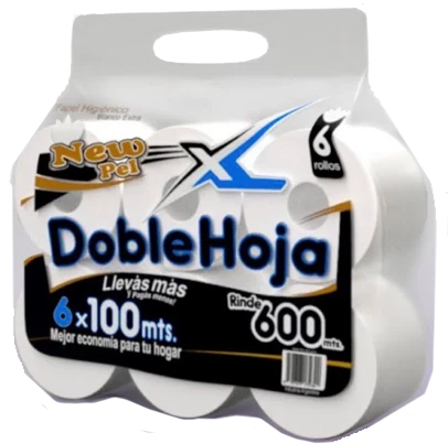 PAPEL HIGIENICO H/DOBLE 6X100MTS. — Higiénico XL x6 de 100 mts