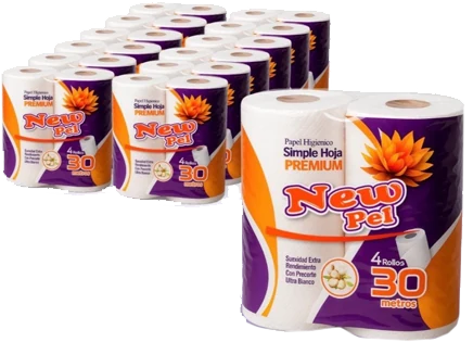 PAPEL HIGIENICO H/SIMPLE 4X30MTS. — Pack 12x4x30 mts con precorte