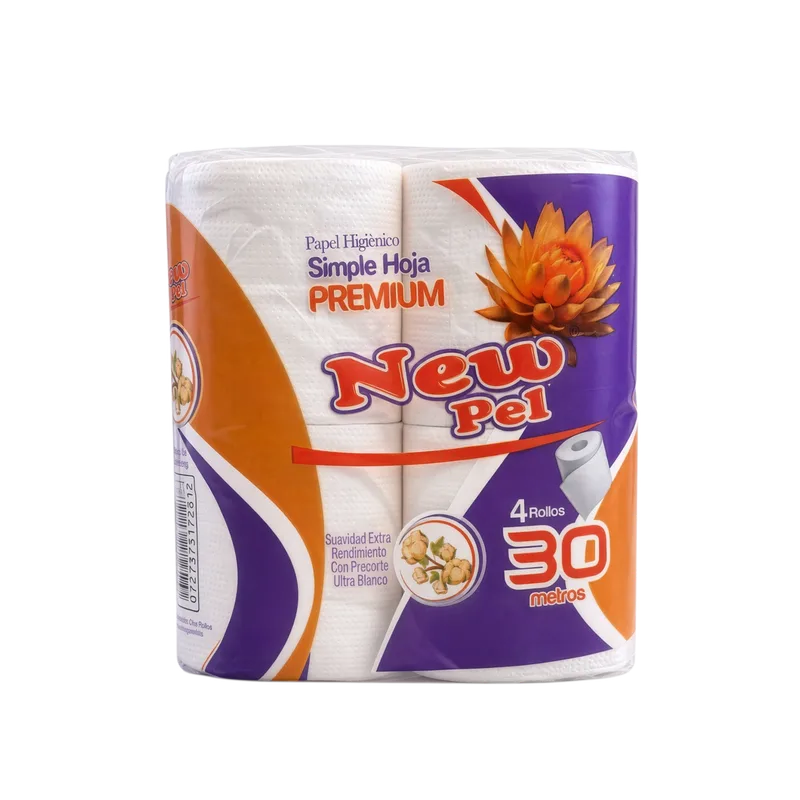PAPEL HIGIENICO H/SIMPLE 4X30MTS. — Pack 12x4x30 mts con precorte