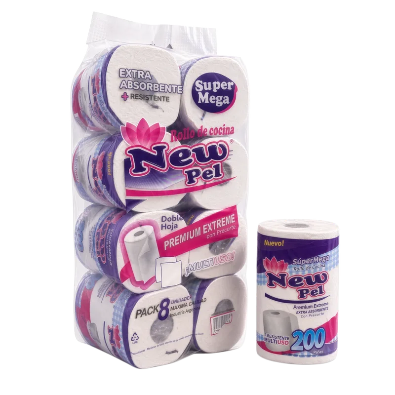 ROLLO DE COCINA H/DOBLE 8X200 PAÑOS — Pack x 8 u. · 200 paños de 23 cm