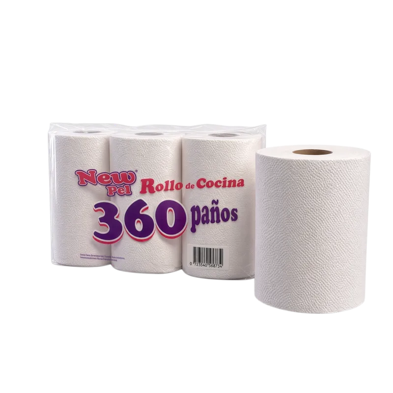 ROLLO DE COCINA H/DOBLE 4X360 PAÑOS — Bulto de 4 packs · 360 paños c/u